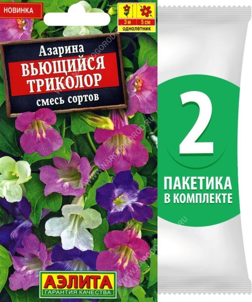 Семена Азарина (азорина) Вьющийся Триколор смесь сортов, 2 пакетика по 5шт
