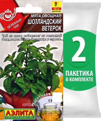 Семена Мята овощная перечная лекарственная Шотландский Ветерок, 2 пакетика по 0,03г