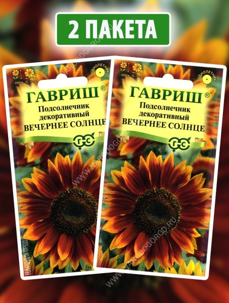 Семена Подсолнечник декоративный Вечернее Солнце, 2 пакетика по 0,5г