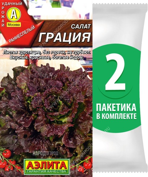 Семена Салат листовой Грация, 2 пакетика по 0,5г