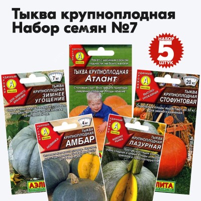 Семена тыквы для посадки крупноплодные сорта - набор №7, комплект 5 пакетиков