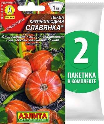 Семена Тыква крупноплодная Славянка, 2 пакетика по 1г/5шт