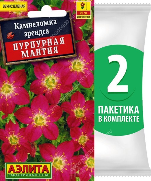 Семена Камнеломка арендса Пурпурная Мантия, 2 пакетика по 0,02г/400шт