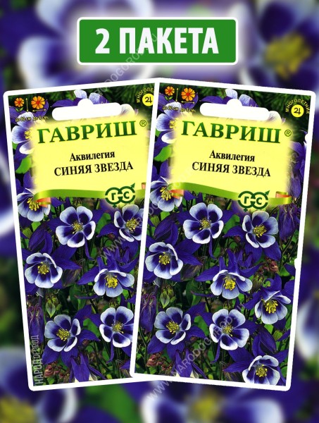 Семена Аквилегия водосбор Синяя Звезда, 2 пакетика по 0,05г