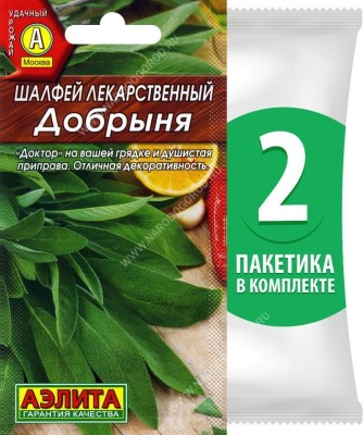 Семена Шалфей лекарственный (сальвия) Добрыня, 2 пакетика по 0,2г/25шт