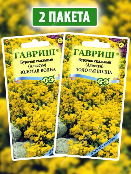 Семена Бурачок скальный (алиссум) Золотая Волна, 2 пакетика по 0,1г