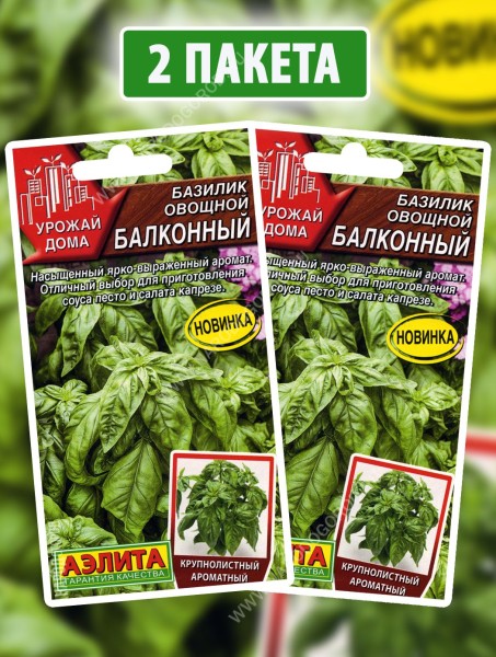 Семена Базилик овощной Балконный, 2 пакетика по 0,2г