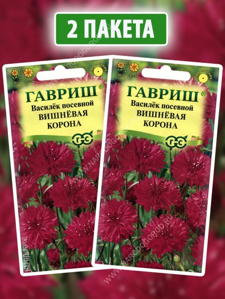 Семена Василек посевной Вишневая Корона, 2 пакетика по 0,2г