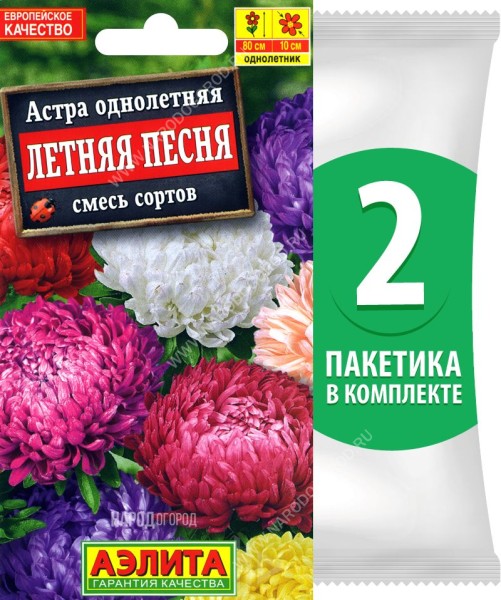 Семена Астра пионовидная Летняя Песня смесь сортов, 2 пакетика по 0,2г