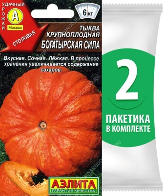Семена Тыква крупноплодная Богатырская Сила, 2 пакетика по 1г/4шт
