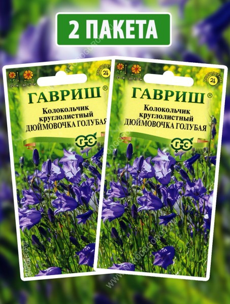 Семена Колокольчик круглолистный Дюймовочка Голубая, 2 пакетика по 0,01г