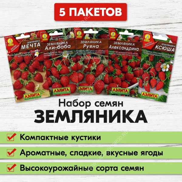 Набор №1 Семена Земляники 5 пакетиков