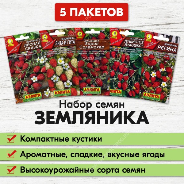 Набор №2 Семена Земляники 5 пакетиков