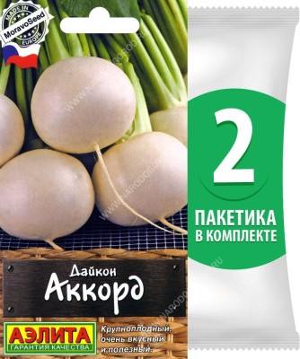 Семена Дайкон белый Аккорд, 2 пакетика по 1г/60шт