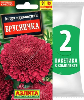 Семена Астра помпонная Брусничка, 2 пакетика по 0,2г