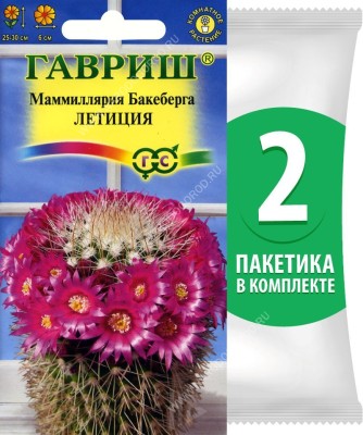 Семена Маммиллярия Бакеберга Летиция (кактус), 2 пакетика по 2шт