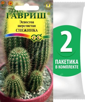Семена Эспостоа шерстистая Снежинка (кактус), 2 пакетика по 4шт